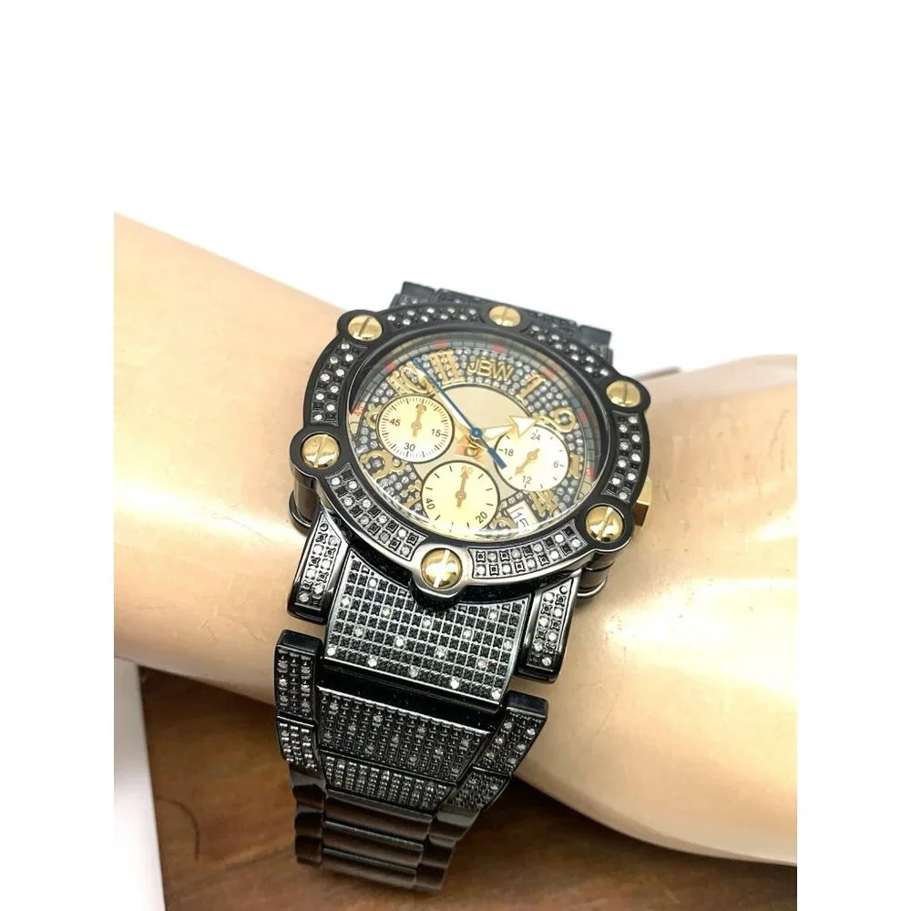 JBW Men's Watch JB-6215-200-C Phantom Diamond Black Gold Quartz Chronograph 42mm